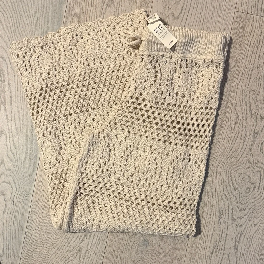 Aerie Beige Crochet Knit Pants - Picture 1 of 5